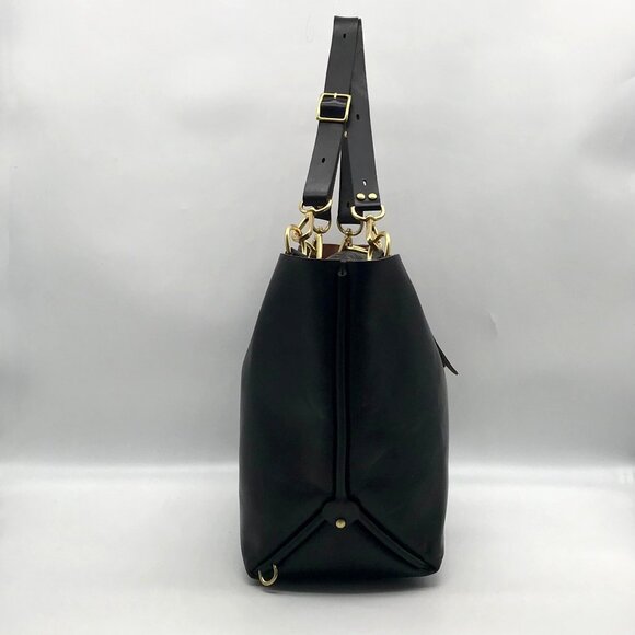 Form Function Form Black Horween Leather & Animal Print Flap 3 Way Bag - Picture 5 of 12